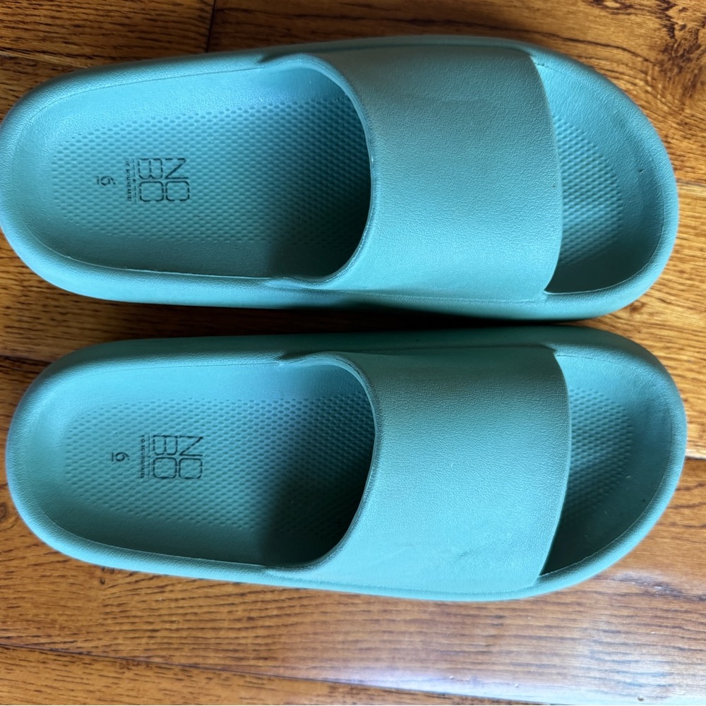 Green Slide Sandals size 6